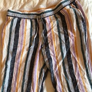 colorful striped linen pants